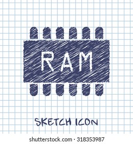 vector sketch icon of memory chip 