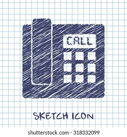 vector sketch icon of phone 