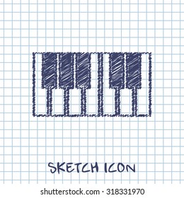 vector sketch icon of piano keys 