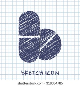 vector sketch icon of pills