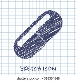vector sketch icon of pills