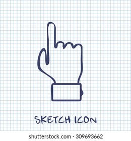 Vector sketch icon of point hand 