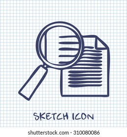 Vector sketch icon of search document 