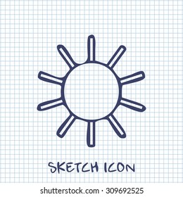 Vector sketch icon of sun 
