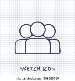 Vector sketch icon of team 