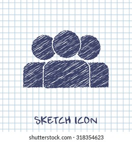 vector sketch icon of team 