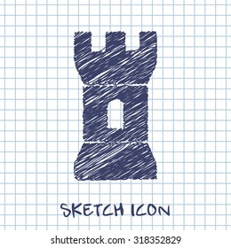 vector sketch icon of tower 