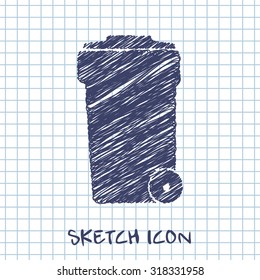 vector sketch icon of trash can 