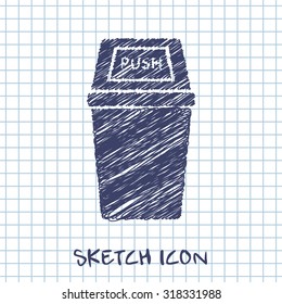 vector sketch icon of trash can 