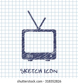 vector sketch icon of tv set 