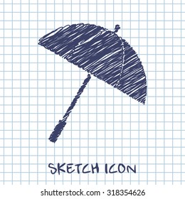 vector sketch icon of umbrella 