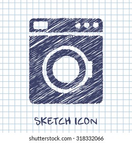 vector sketch icon of washing machine 