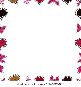 Vector. Sketch icons for invitation, flyer, poster. Seamless. Picture in white, black and red colors. Hand-drawn doodle frames.