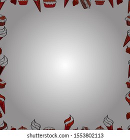 Vector. Sketch icons for invitation, flyer, poster. Picture in red and white colors. Seamless. Hand-drawn doodle frames.