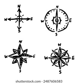 Iconos de bocetos de Vector para mapas del noroeste suroeste y así sucesivamente con diseños únicos