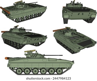 Vector sketch illustration of advanced battle tank war vehicle design