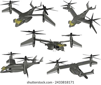 ilustración vectorial del diseño avanzado del helicóptero con las armas de combate