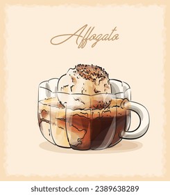 Vektorgrafik-Illustration von Affogato-Kaffee