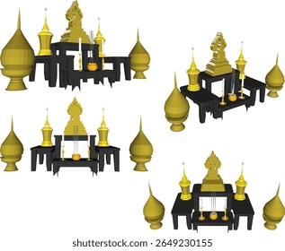 Ilustração de esboço vetorial do projeto do altar para a adoração de deuses e deusas