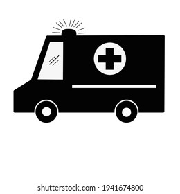 Vector sketch illustration of an ambulance in black color