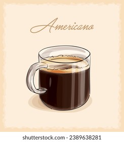 vector sketch illustration of americano coffee