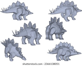Vector sketch illustration of ancient creatures, prehistoric dinosaur animals