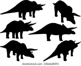 Vector sketch illustration of ancient creatures, prehistoric dinosaur animals