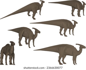 Vector sketch illustration of ancient creatures, prehistoric dinosaur animals
