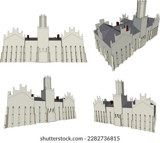 Esbozo vectorial ilustración del antiguo castillo real con torres