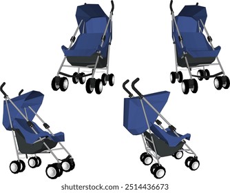 Vector sketch illustration of a baby stroller design for taking a trip to the park