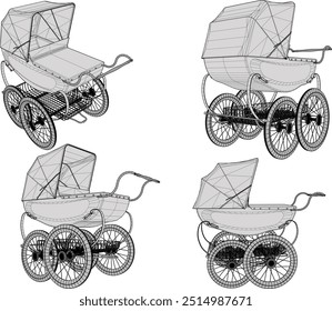 Vector sketch illustration of a baby stroller design for taking a trip to the park