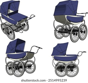 Vector sketch illustration of a baby stroller design for taking a trip to the park