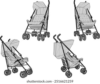 Vector sketch illustration of a baby stroller design for taking a trip to the park