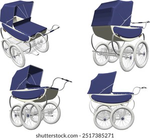 Vector sketch illustration of a baby stroller design for taking a trip to the park