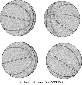 vector sketch illustration of ball design in basketball game