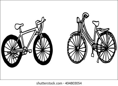 vector sketch illustration - bicycle. hand drawing