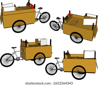 Vektorskizze zur Illustration des Fahrradraddesigns für tragbare Straßenverkäufe