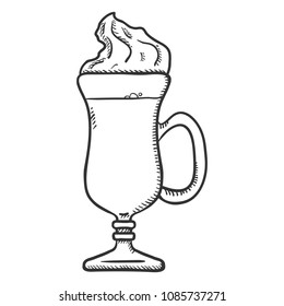 Vector Sketch Illustration - Big Glass of Irish Cream