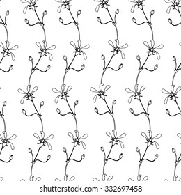 Vector sketch illustration of botanic seamless texture