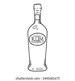 Vector Sketch Illustration - Bottle of Rum