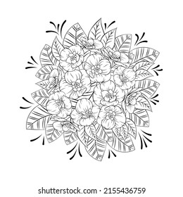 Vector sketch illustration of bouquet of flowers. Set of wildflowers in doodle style isolated on white background. Spring or summer outline cute bouquets collection.