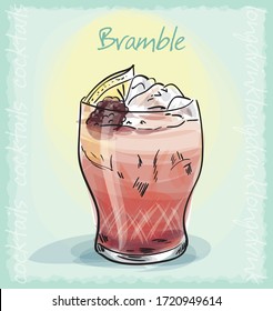 vector sketch illustration of Bramble cocktail