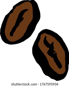 Vector sketch illustration of brown coffee beans.