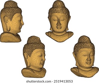 Vektorskizze Illustration von Buddha Kopf Statue Dekoration Design der Weisheit