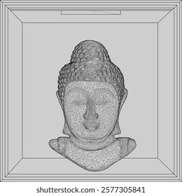 Vector sketch illustration of buddha head statue decoration design of wisdom
