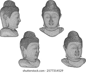 Vector sketch illustration of buddha head statue decoration design of wisdom 