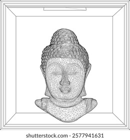 Vector sketch illustration of buddha head statue decoration design of wisdom