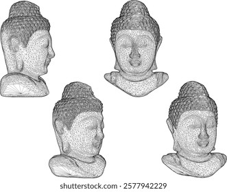 Vector sketch illustration of buddha head statue decoration design of wisdom