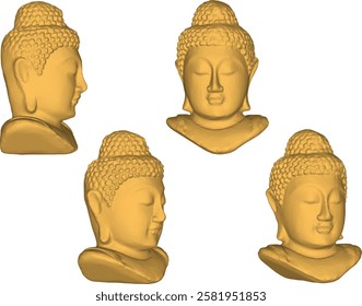 Vector sketch illustration of buddha head statue decoration design of wisdom