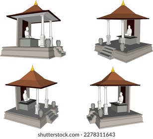 Vector sketch illustration of Buddhist worship temple
